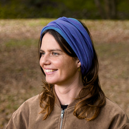 Amethyst & Blue Reversible Merino Beanie Wrap