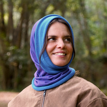 Amethyst & Blue Reversible Merino Beanie Wrap