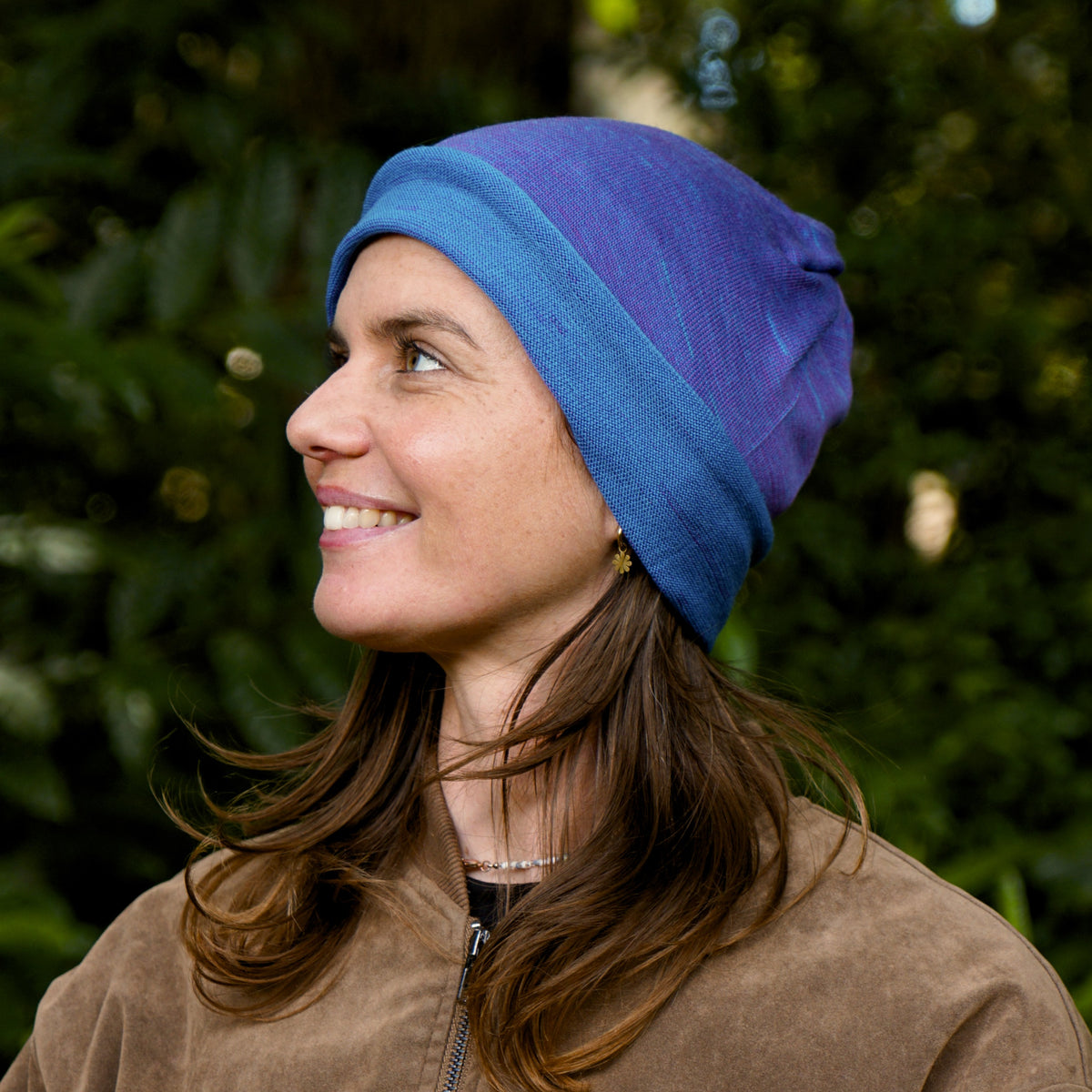 Amethyst & Blue Reversible Merino Beanie Wrap