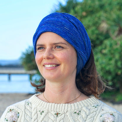 Alpine Blue Merino Beanie Wrap