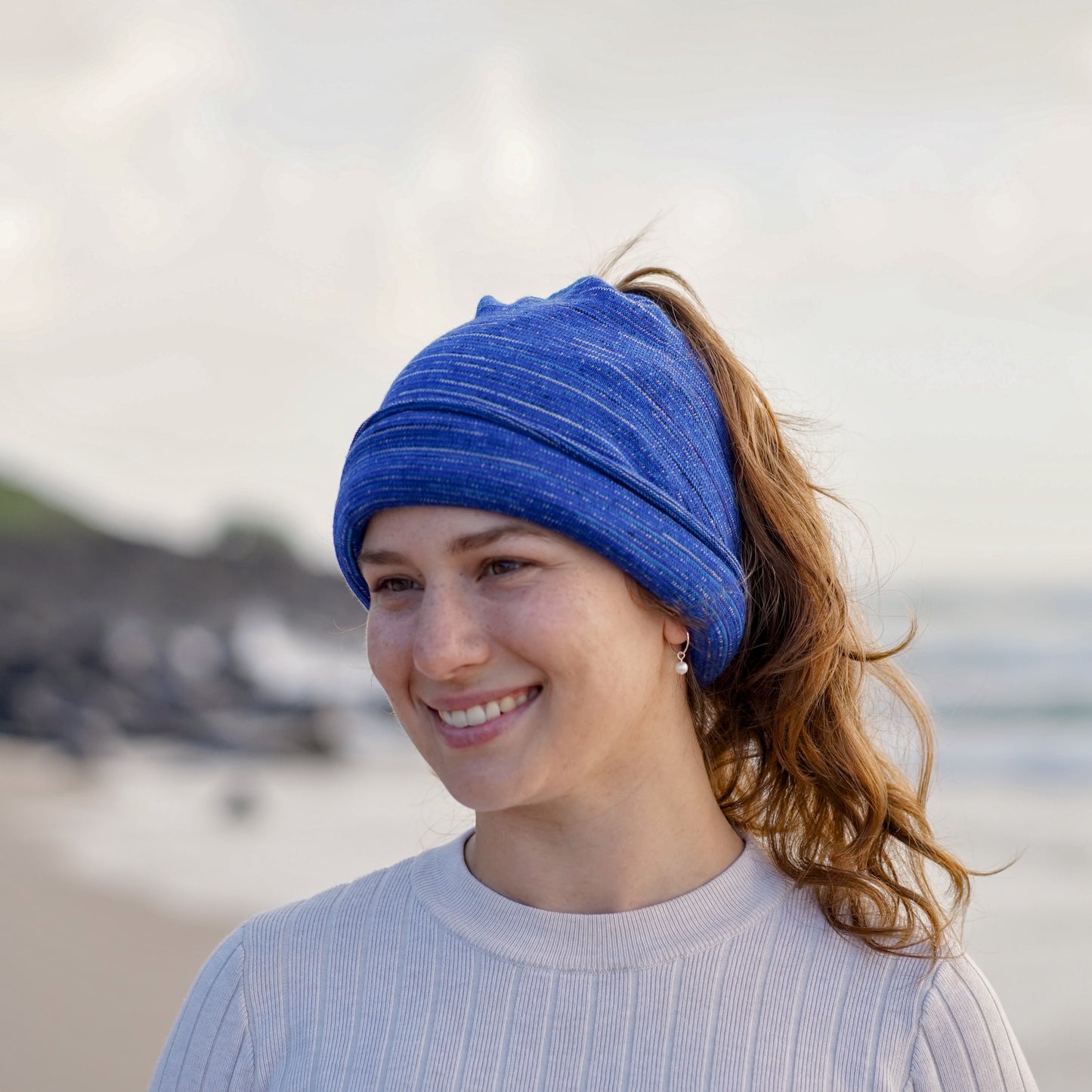 Alpine Blue Merino Beanie Wrap
