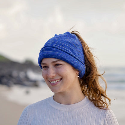 Alpine Blue Merino Beanie Wrap