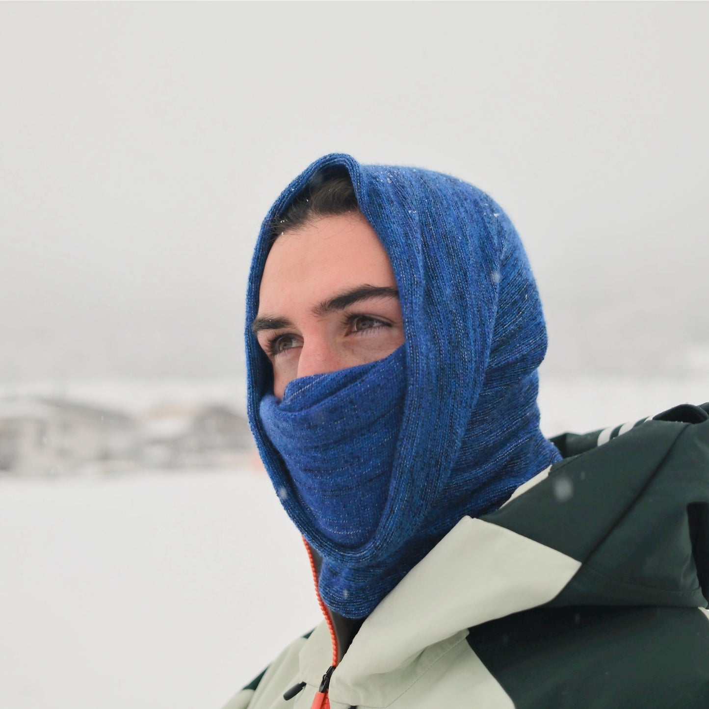 Alpine Blue Merino Beanie Wrap