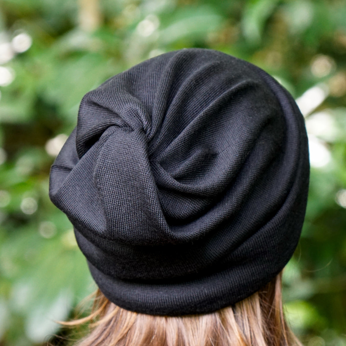 Black Merino Beanie Wrap