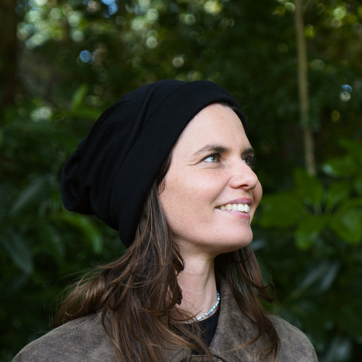 Black Merino Beanie Wrap