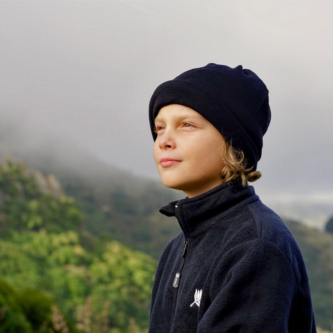 Black Merino Beanie Wrap