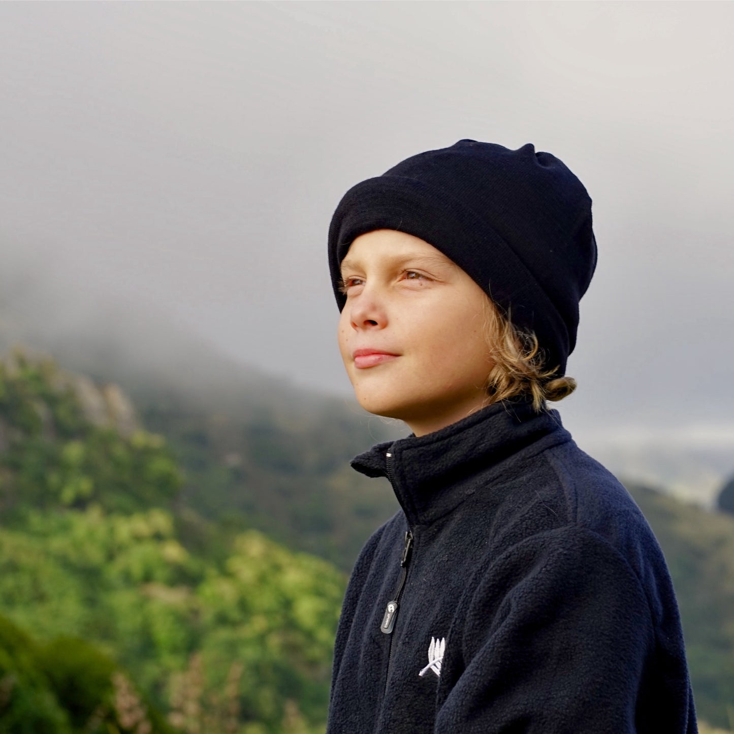 Black Merino Beanie Wrap