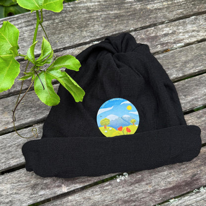 Black Merino Beanie Wrap