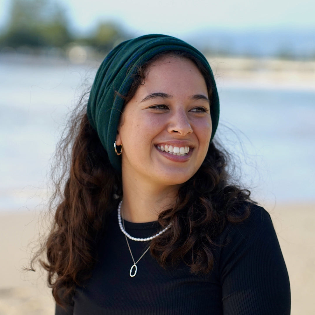 Merino Beanie Wrap - Forest Green