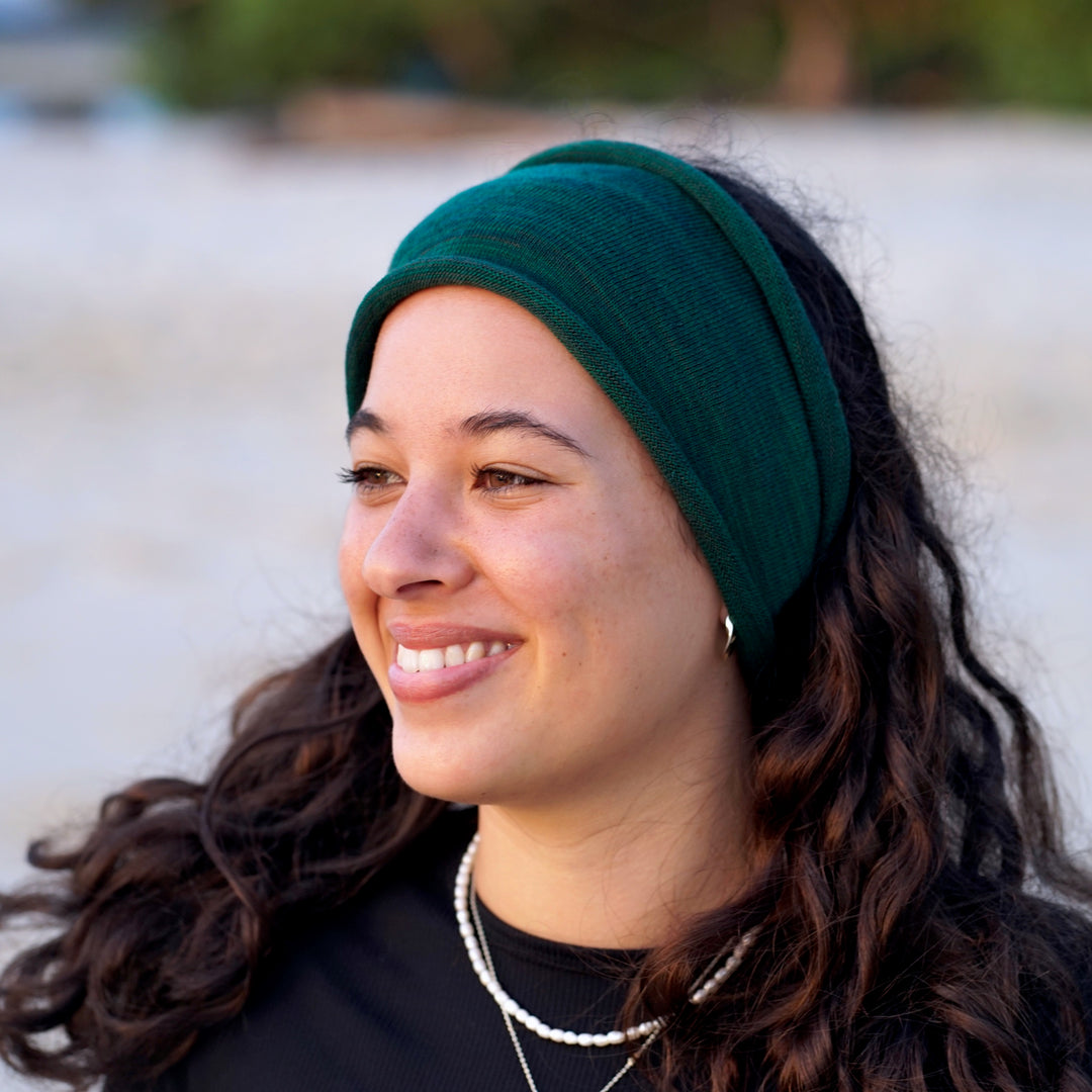 Merino Wide Headband - Forest Green