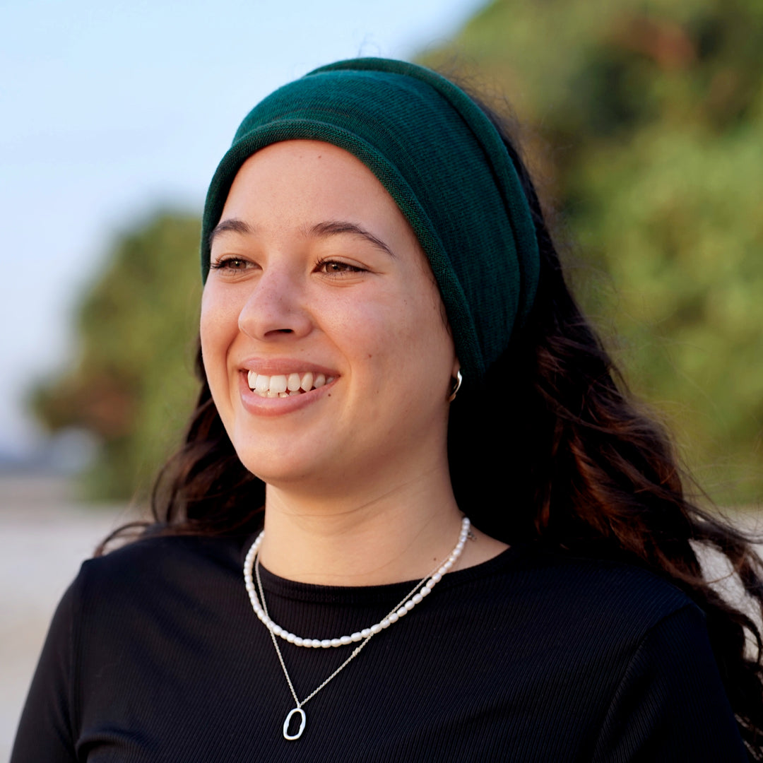 Merino Wide Headband - Forest Green