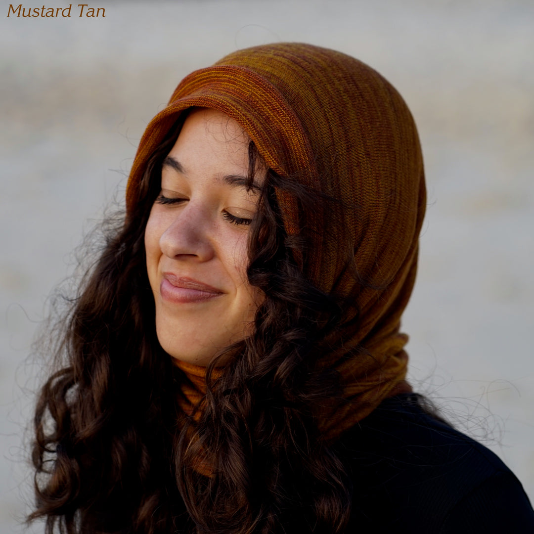 Merino Beanie Wrap - Mustard Tan