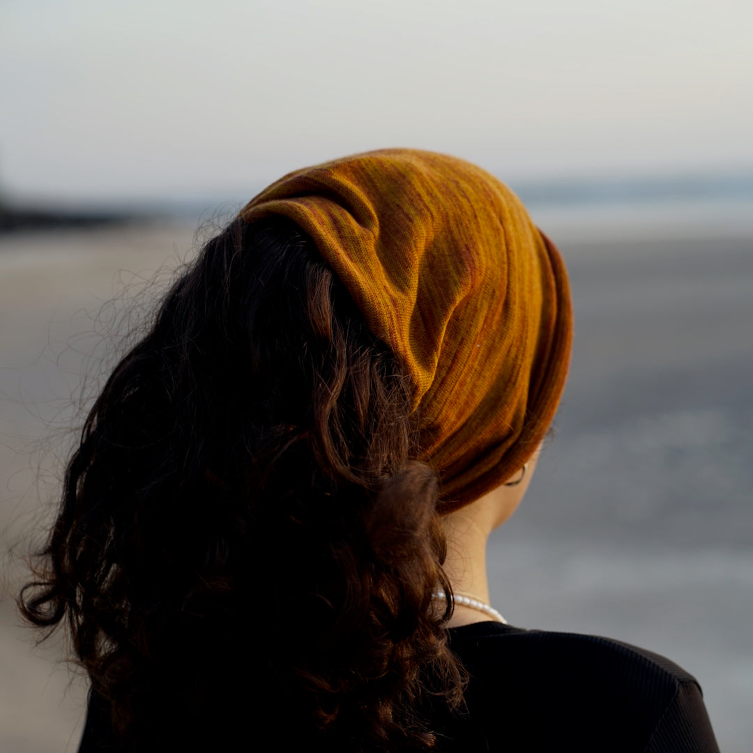 Merino Beanie Wrap - Mustard Tan