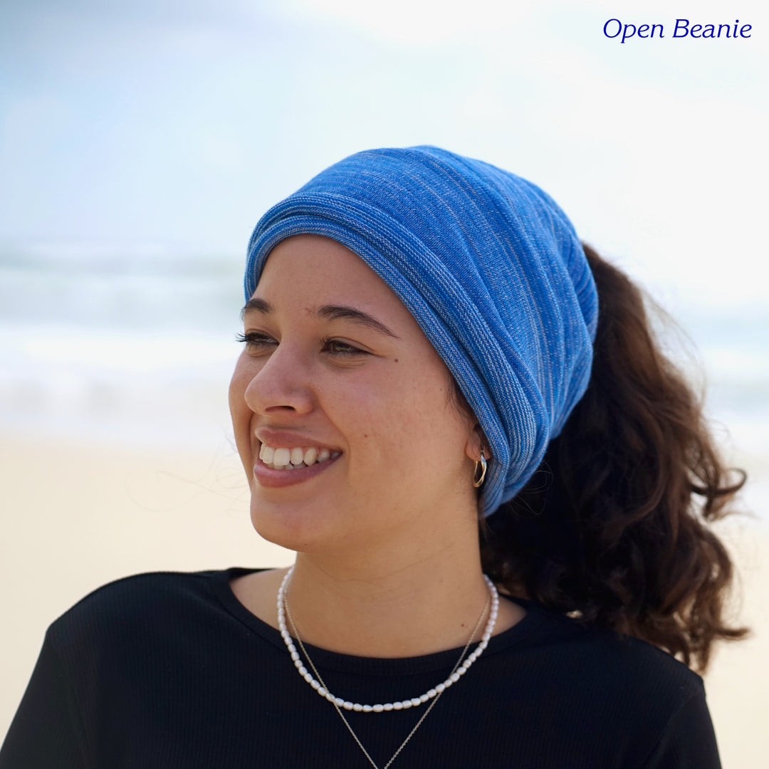 Merino Beanie Wrap - Ice Blues
