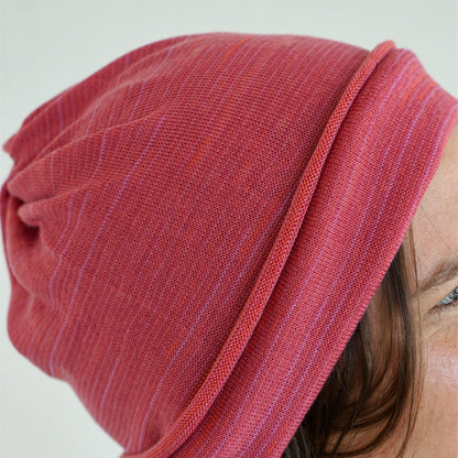 Dusky Pink Merino Beanie Wrap