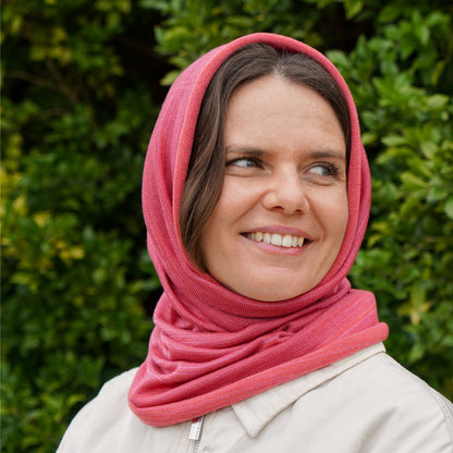 Dusky Pink Merino Beanie Wrap