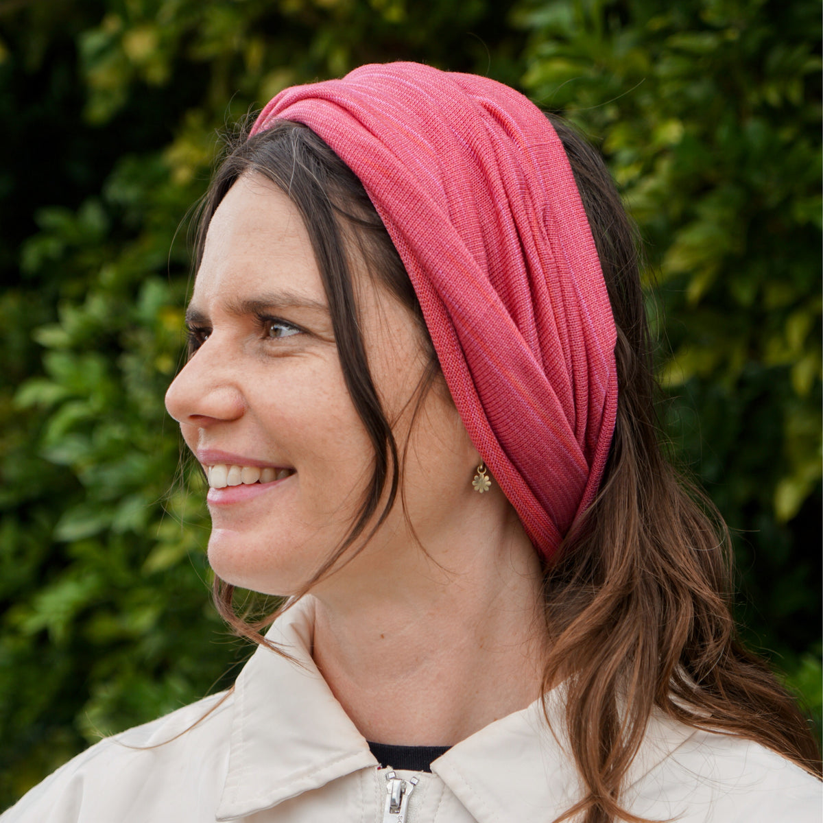 Dusky Pink Merino Beanie Wrap