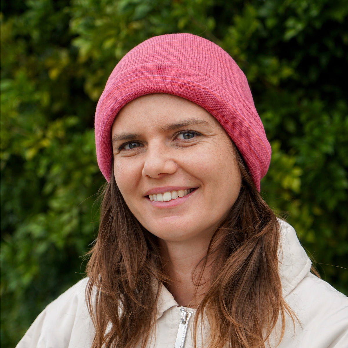Dusky Pink Merino Beanie Wrap