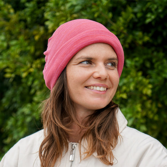 Dusky Pink Merino Beanie Wrap