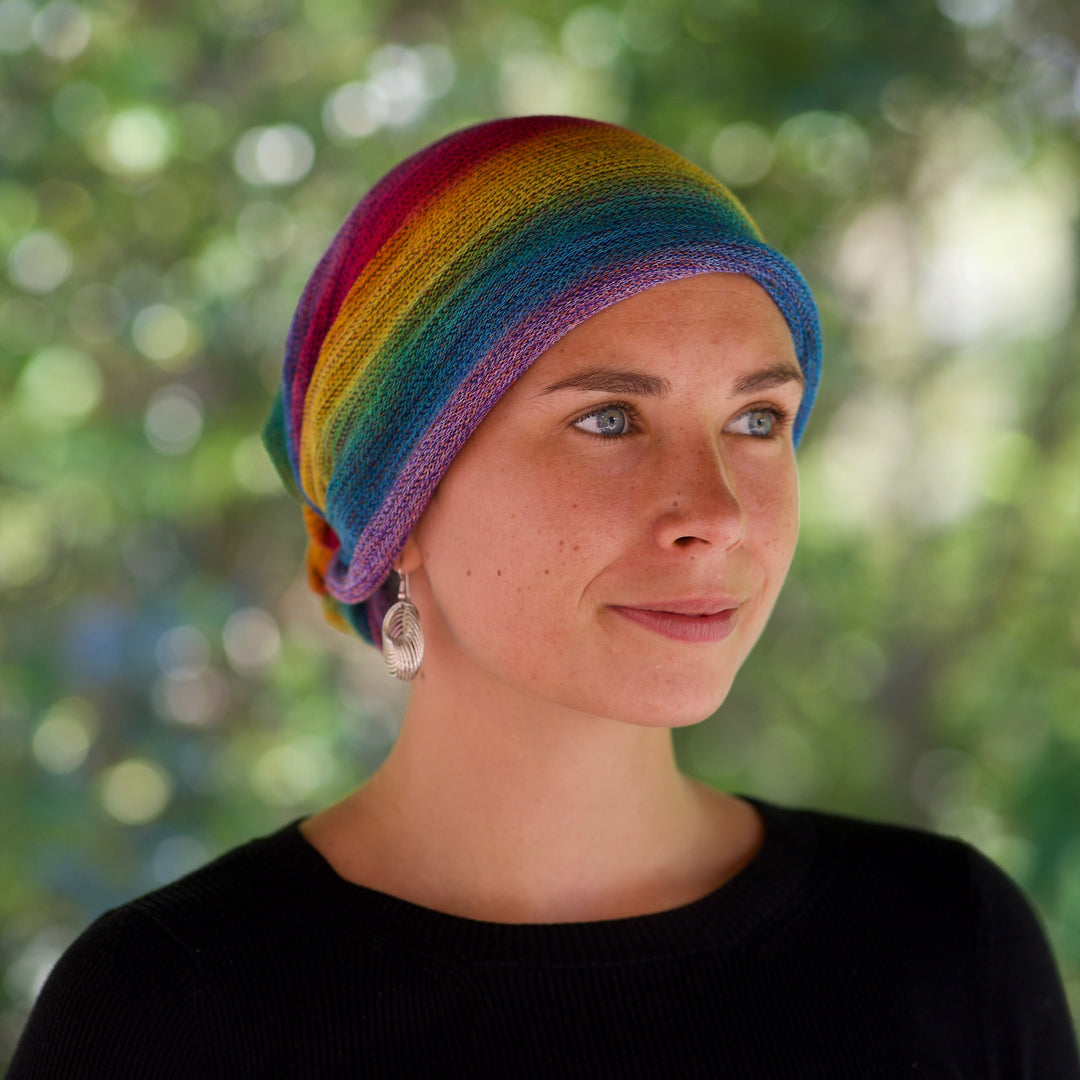 Rainbow Turban Wrap / Head Wrap Hand dyed
