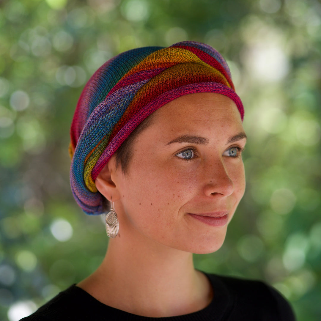 Rainbow Turban Wrap / Head Wrap Hand dyed