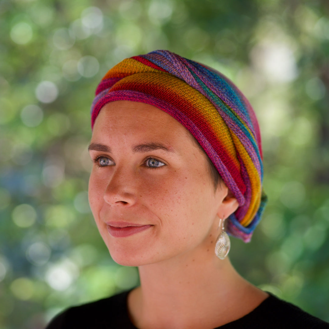 Rainbow Turban Wrap / Head Wrap Hand dyed
