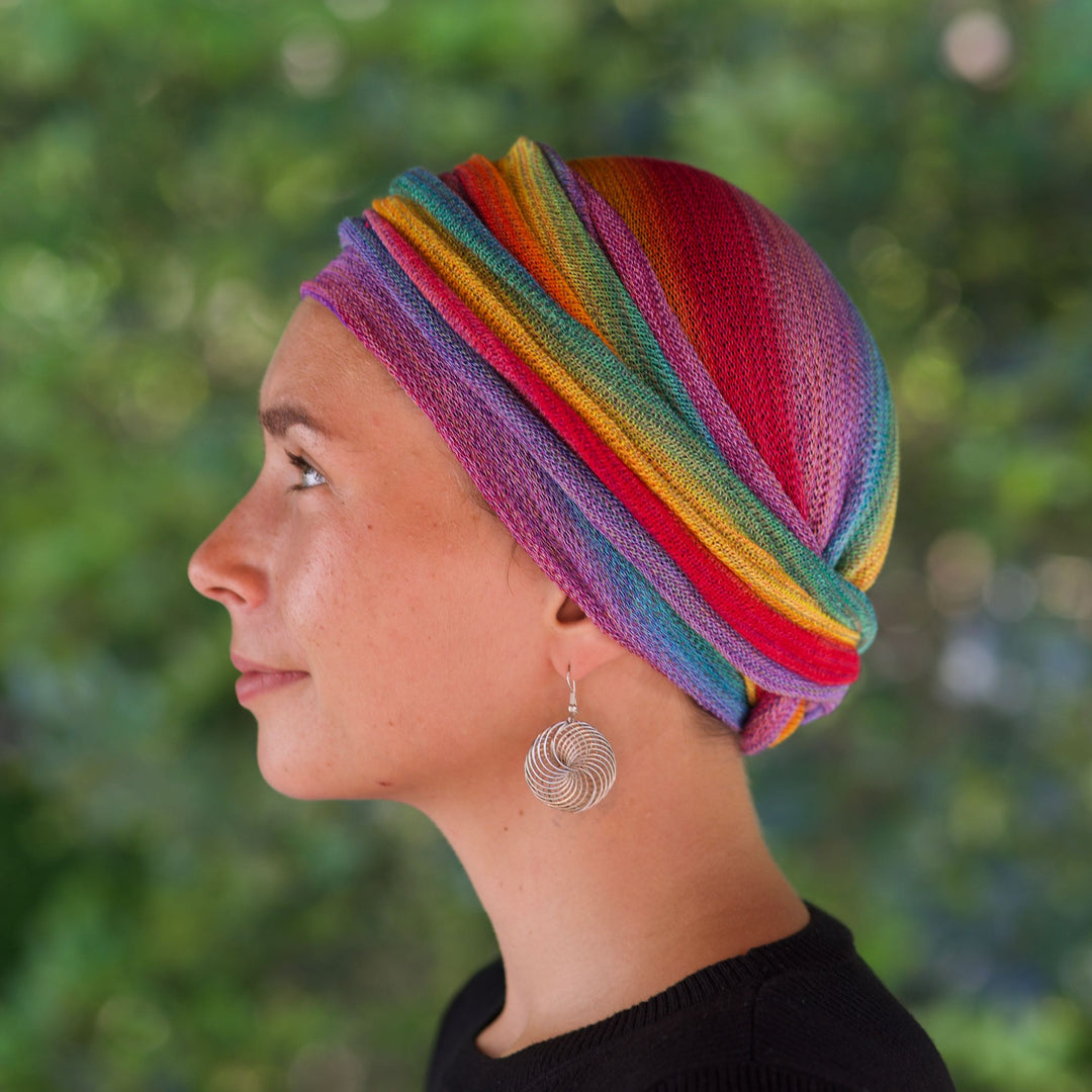 Rainbow Turban Wrap / Head Wrap Hand dyed
