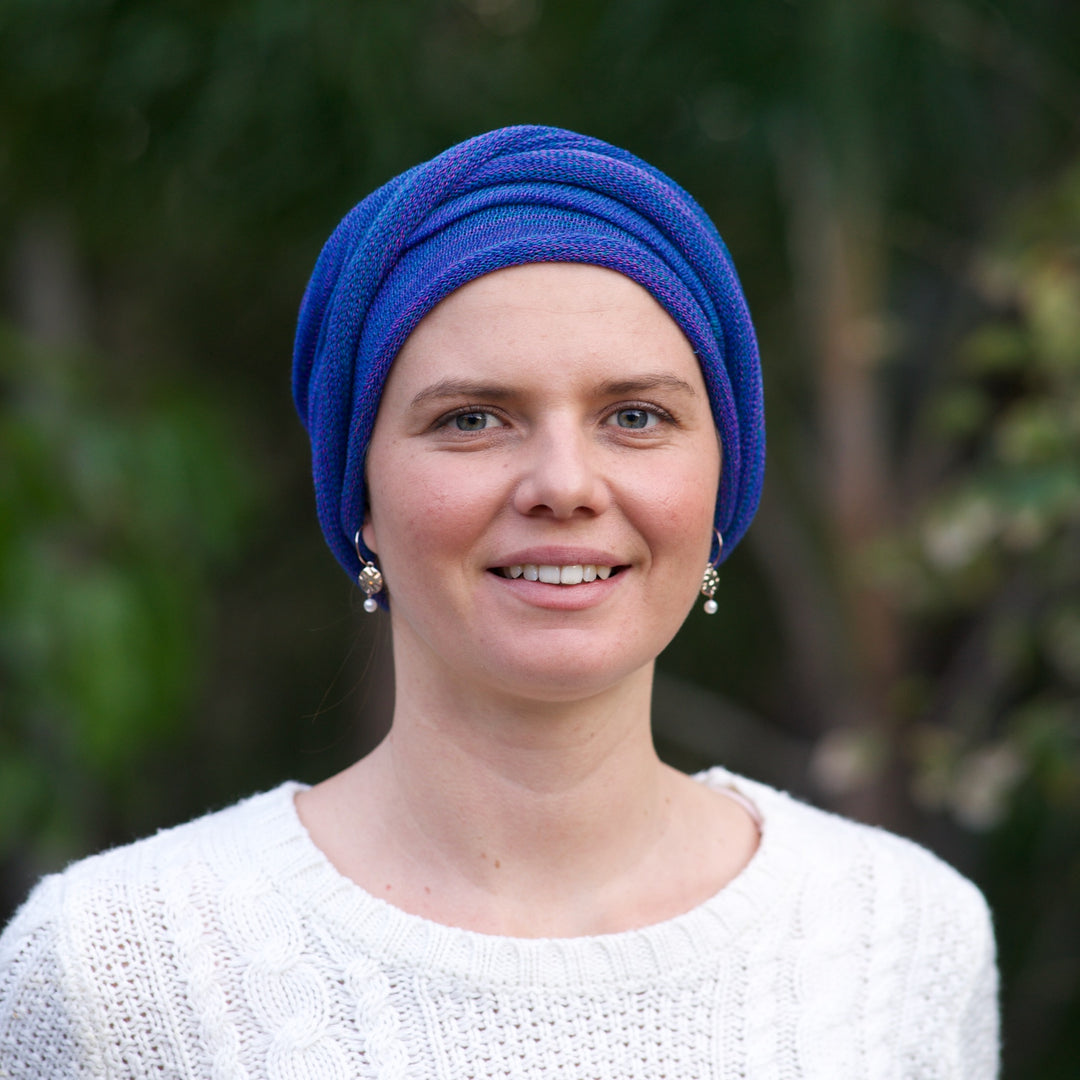 Ocean Blues Turban Wrap / Head Wrap Hand dyed