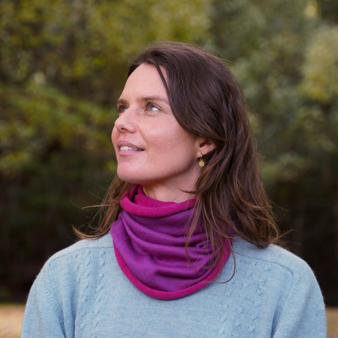 Fuchsia Reversible Merino Beanie Wrap