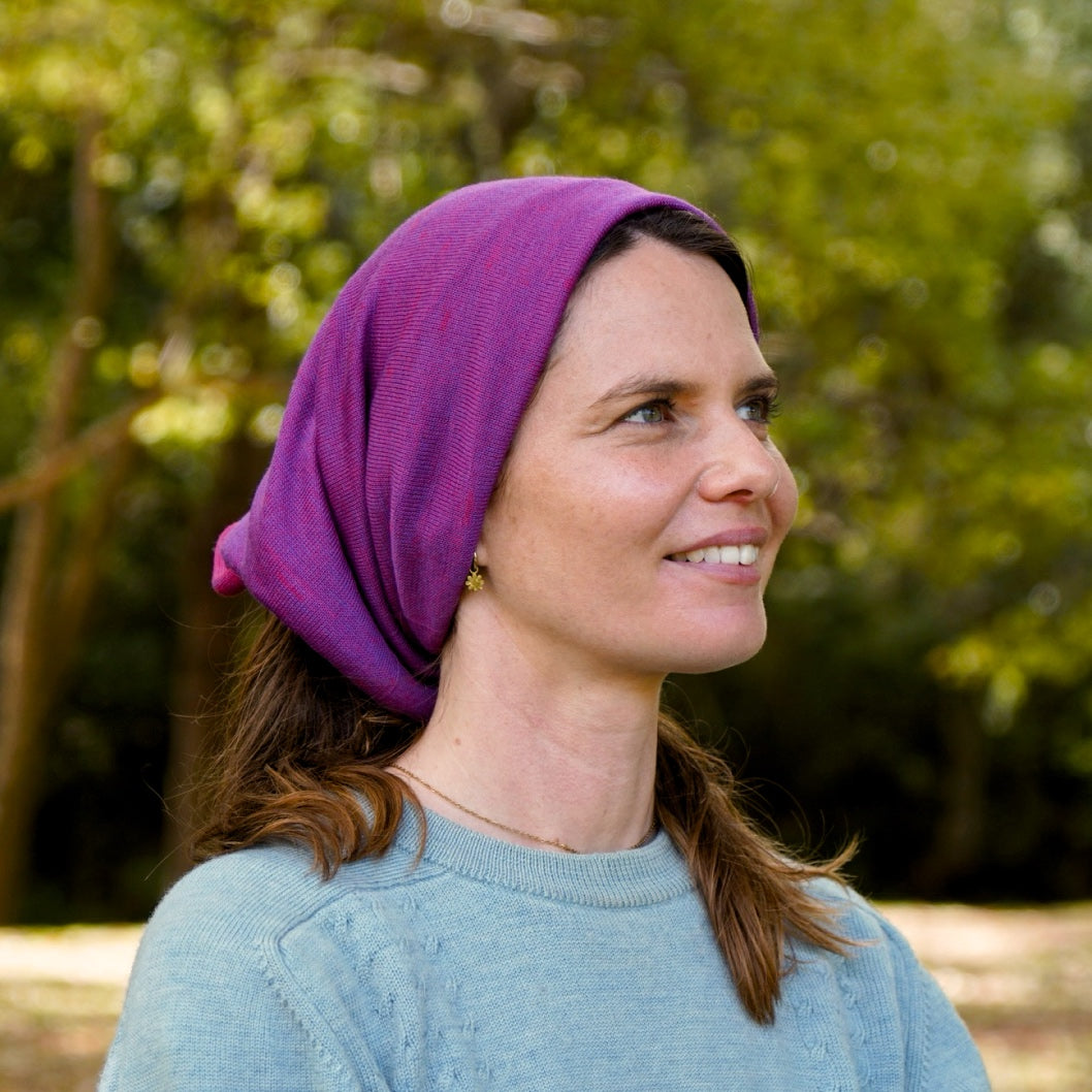 Fuchsia Reversible Merino Beanie Wrap
