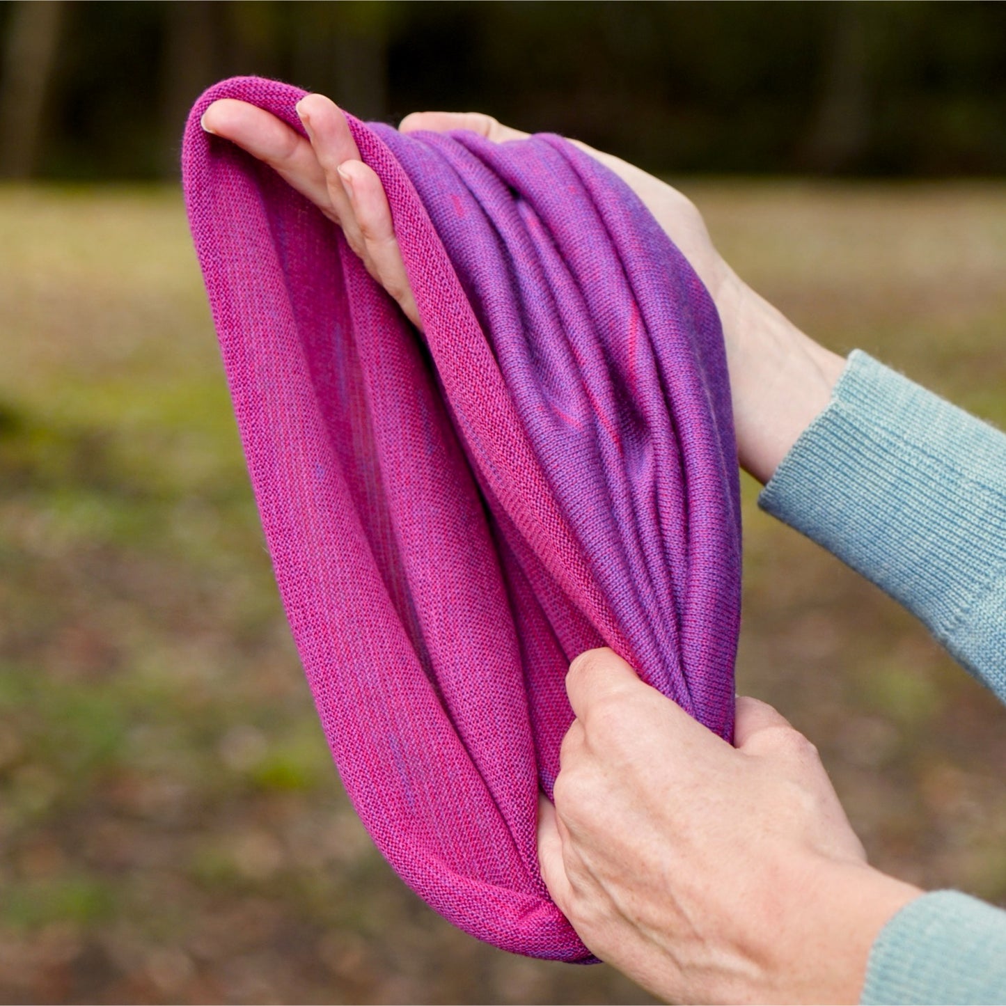 Fuchsia Reversible Merino Beanie Wrap