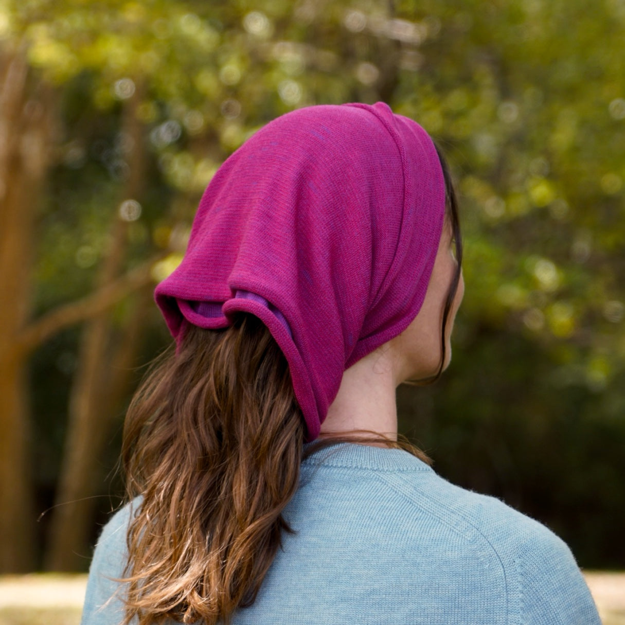 Fuchsia Reversible Merino Beanie Wrap