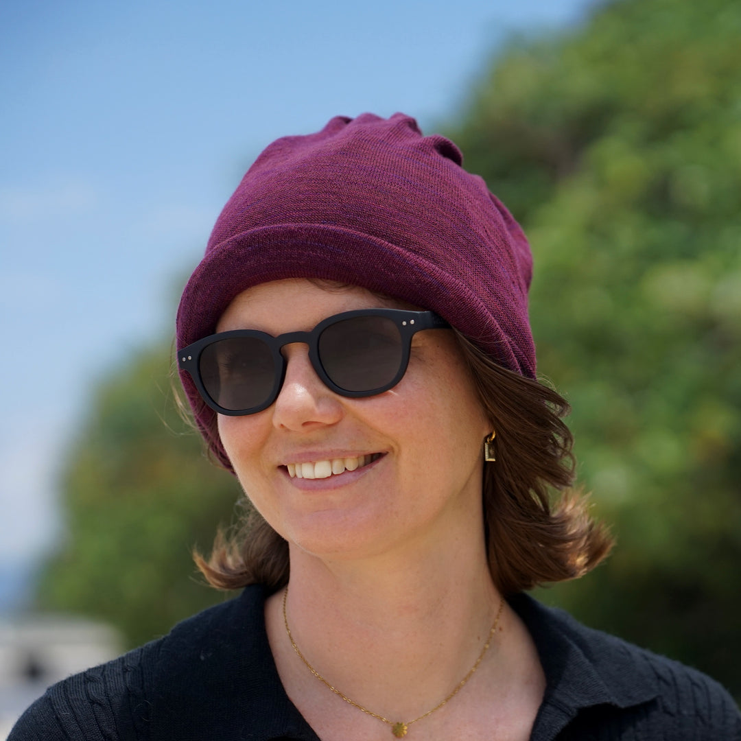 Merino Beanie Wrap - Rustic Plum