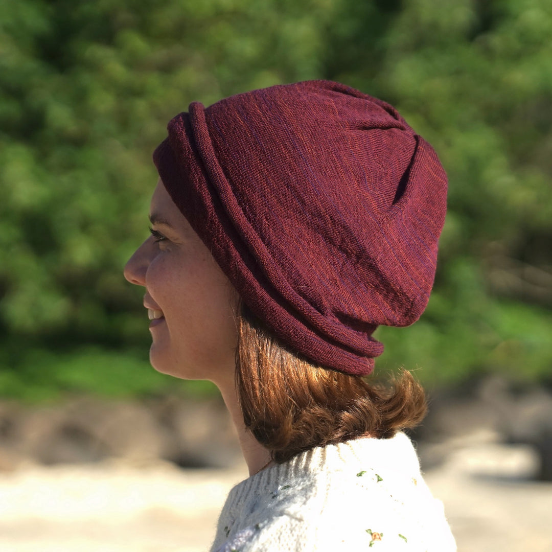 Merino Beanie Wrap - Rustic Plum