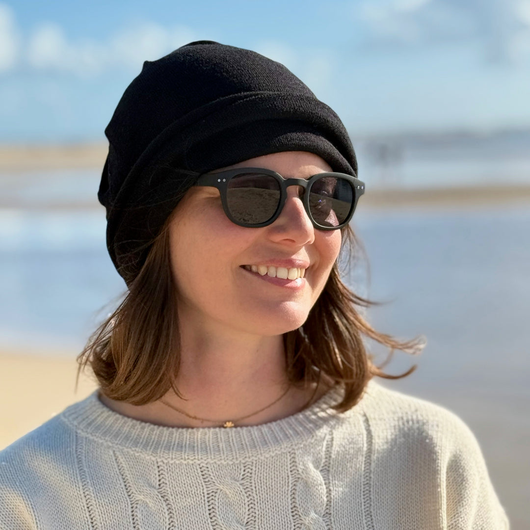 Merino Beanie Wrap - Black