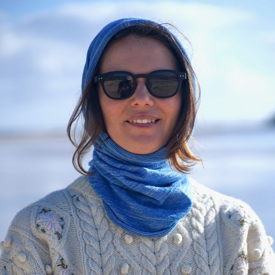 Merino Beanie Wrap - Ice Blues