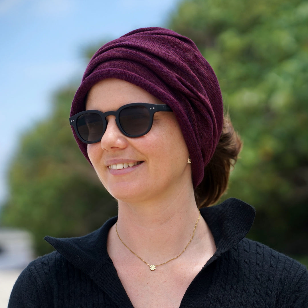 Merino Beanie Wrap - Rustic Plum