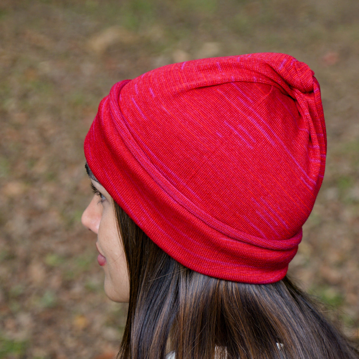 Flamenco Red Merino Beanie Wrap - Limited Edition