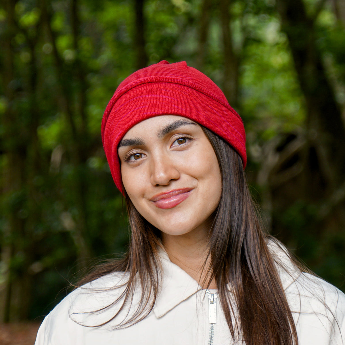 Flamenco Red Merino Beanie Wrap - Limited Edition