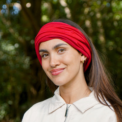 Flamenco Red Merino Beanie Wrap - Limited Edition