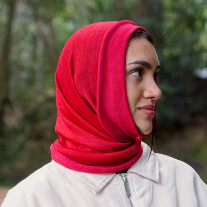 Flamenco Red Merino Beanie Wrap - Limited Edition