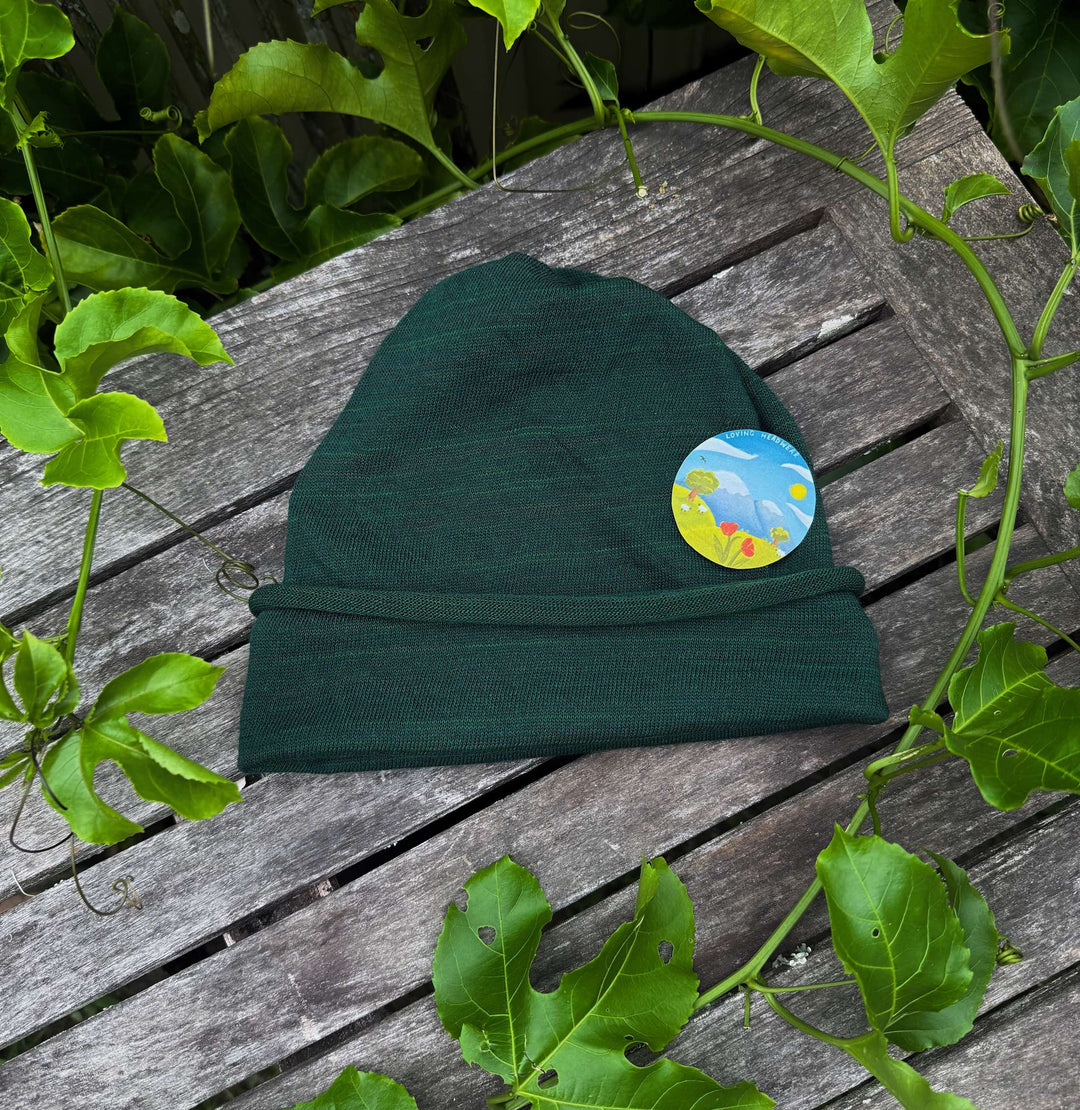 Merino Beanie Wrap - Forest Green