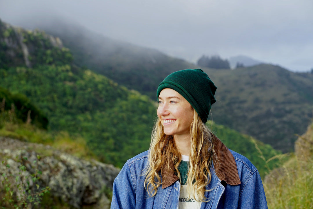 Merino Beanie Wrap - Forest Green
