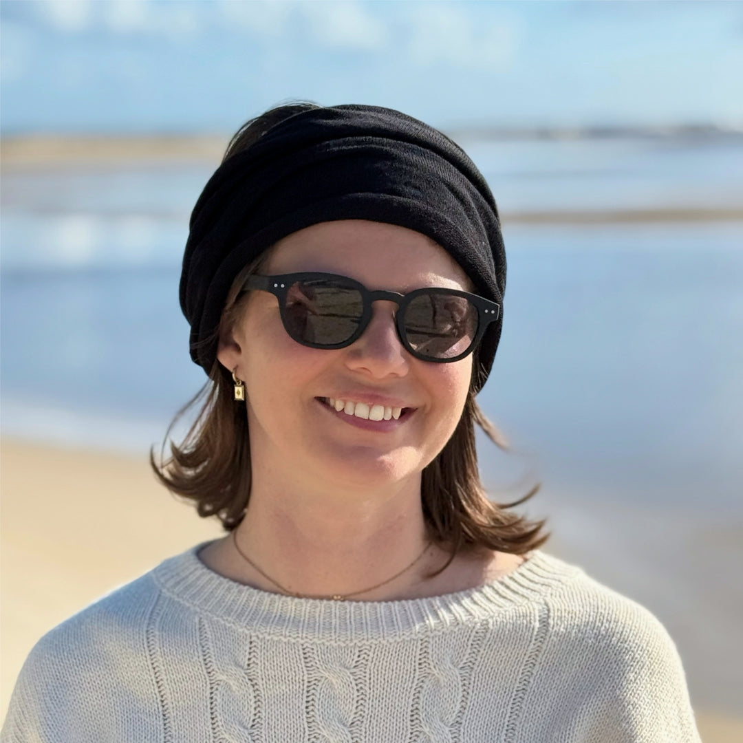 Black Merino Beanie Wrap
