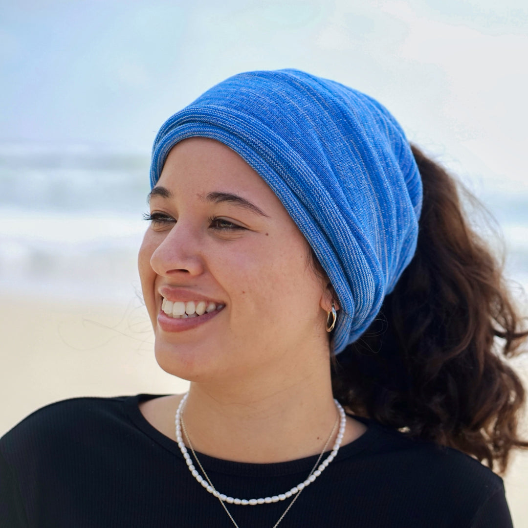 Ice Blue Merino Beanie Wrap