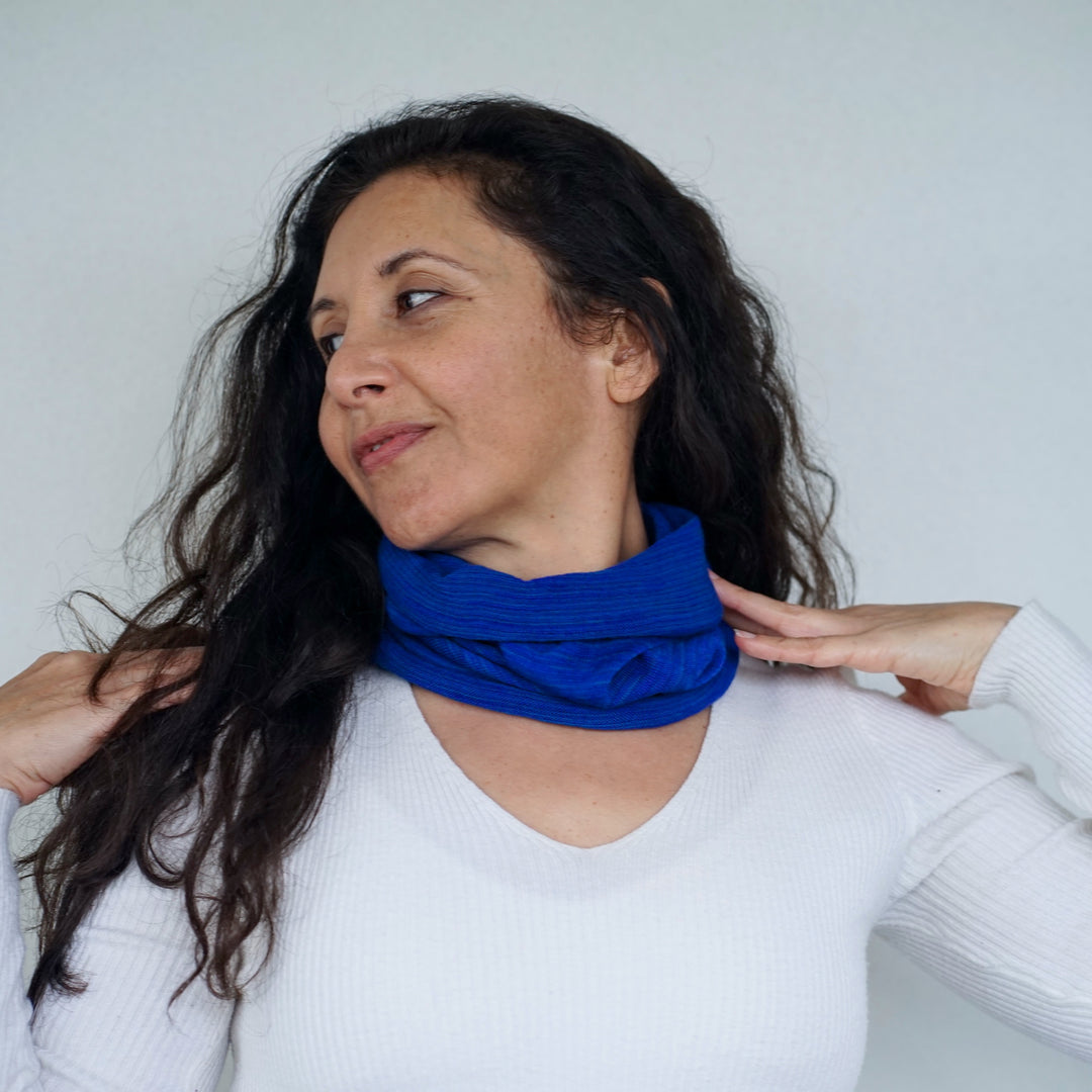Lapis Blue Merino Beanie Wrap