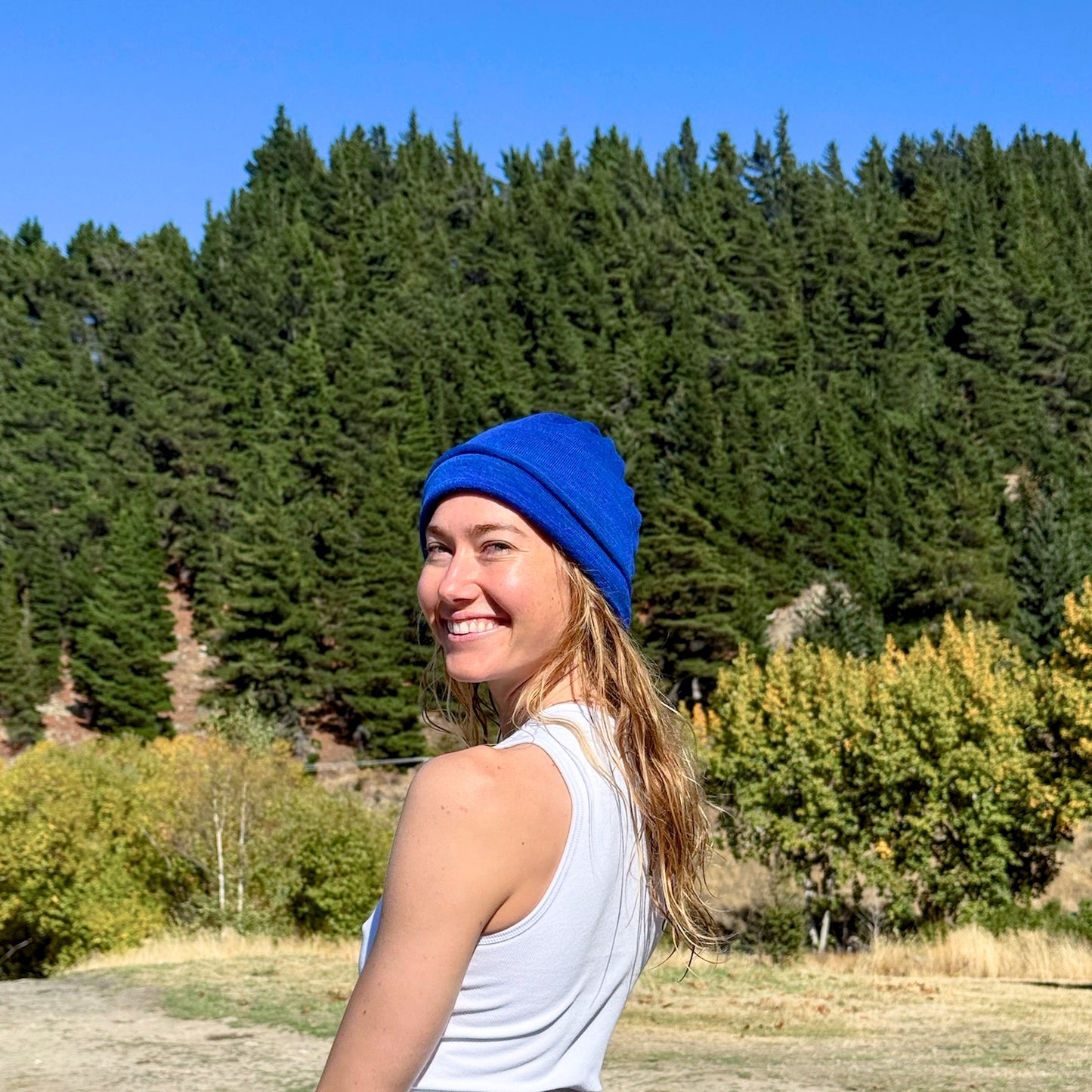 Sapphire Blue Merino Beanie Wrap