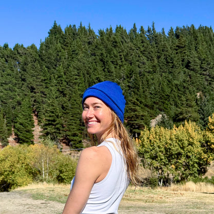 Sapphire Blue Merino Beanie Wrap