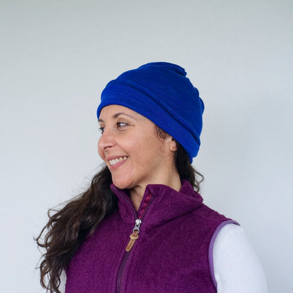 Sapphire Blue Merino Beanie Wrap
