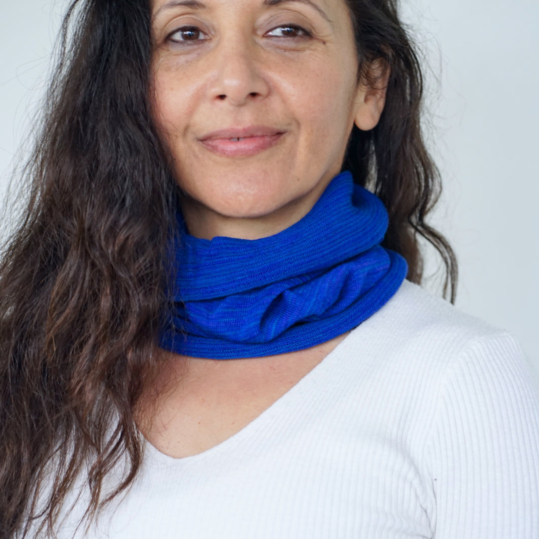 Lapis Blue Merino Beanie Wrap